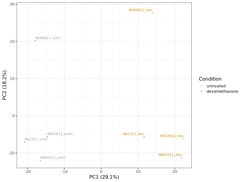 Pipeline-generated PCA plot showing sample clustering by condition.